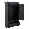 Toulouse Black Painted Double Wardrobe with Drawer - 20% Off Discount Code FLASH - 10