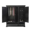 Toulouse Black Painted Large Triple Wardrobe with Drawer - 20% Off Discount Code FLASH - 7
