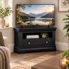 Toulouse Black Painted Fully Assembled Corner TV Unit with Drawer - 20% Off Discount Code FLASH - 3