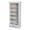Toulouse Grey Painted Tall Bookcase 2 Storage Drawers - 20% Off Discount Code FLASH - 10