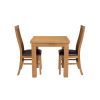 Lichfield Flip Top 80cm to 160cm Oak Table 2 Lichfield Brown Leather Oak Chair Set - 3 Lichfield Flip Top 80cm to 160cm Oak Table 2 Lichfield Brown Leather Oak Chair Set - 3