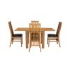 Lichfield Flip Top 80cm to 160cm Oak Table 4 Lichfield Brown Leather Oak Chair Set - 3 Lichfield Flip Top 80cm to 160cm Oak Table 4 Lichfield Brown Leather Oak Chair Set - 3