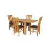Lichfield Flip Top 80cm to 160cm Oak Table 4 Churchill Brown Leather Oak Chair Set - 5 Lichfield Flip Top 80cm to 160cm Oak Table 4 Churchill Brown Leather Oak Chair Set - 5