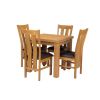 Lichfield Flip Top 80cm to 160cm Oak Table 4 Churchill Brown Leather Oak Chair Set - 6 Lichfield Flip Top 80cm to 160cm Oak Table 4 Churchill Brown Leather Oak Chair Set - 6