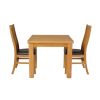 Flip Top 90cm 180cm Extending Oak Table 2 Lichfield Brown Leather Chair Set - 3 Flip Top 90cm 180cm Extending Oak Table 2 Lichfield Brown Leather Chair Set - 3