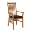Lichfield Black Leather Carver Oak Dining Chair - £20 OFF SUMMER SALE - 3