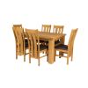 Riga 140cm Oak Table 6 Churchill Brown Leather Oak Chair Set - 3 Riga 140cm Oak Table 6 Churchill Brown Leather Oak Chair Set - 3