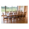 Country Oak 2.8m X Leg Double Extending Large Dining Table - 20% Off Discount Code FLASH - 24