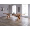 Country Oak 3.4m Cross Leg Double Extending Large Dining Table - 20% Off Discount Code FLASH - 2