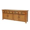 Large Country Oak Fully Assembled Sideboard 200cm - 20% Off Discount Code FLASH - 20