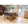 Country Oak 1.2m Brown Leather Oak Dining Bench - £50 OFF FLASH SALE - 16