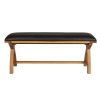 Country Oak 1.2m Brown Leather Oak Dining Bench - £50 OFF FLASH SALE - 7