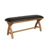 Country Oak 1.2m Brown Leather Oak Dining Bench - £50 OFF FLASH SALE - 5