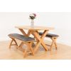 Country Oak 1.2m Brown Leather Oak Dining Bench - £50 OFF FLASH SALE - 13