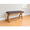 Country Oak 1.6m Cross Leg Dark Brown Leather Dining Bench - 10% Off Discount Code SAVE - 3
