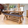 Country Oak 1.6m Cross Leg Dark Brown Leather Dining Bench - 10% Off Discount Code SAVE - 4