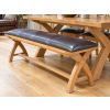 Country Oak 1.6m Cross Leg Dark Brown Leather Dining Bench - 10% Off Discount Code SAVE - 6