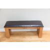 Country Oak 120cm Brown Leather Chunky Oak Bench - £50 OFF FLASH SALE - 11