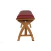 Red Leather Dining Bench 120cm Cross Leg Country Oak Design - £50 OFF FLASH SALE - 4 Red Leather Dining Bench 120cm Cross Leg Country Oak Design - £50 OFF FLASH SALE - 4