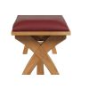 Red Leather Bench 160cm Country Oak Bench Cross Legs - £60 OFF FLASH SALE - 5