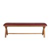 Red Leather Bench 160cm Country Oak Bench Cross Legs - £60 OFF FLASH SALE - 9
