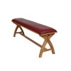 Red Leather Bench 160cm Country Oak Bench Cross Legs - £60 OFF FLASH SALE - 12