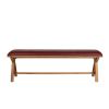 Red Leather Bench 160cm Country Oak Bench Cross Legs - £60 OFF FLASH SALE - 3