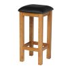 Baltic Solid Oak Brown Leather Kitchen Stool - 10% OFF SPRING SALE - 3