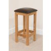 Baltic Solid Oak Kitchen Bar Stool Black Leather - 10% OFF CODE SAVE - 6