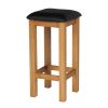 Baltic Solid Oak Kitchen Bar Stool Black Leather - 10% OFF CODE SAVE - 3