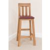 Billy Solid Oak Tall Kitchen Stool with Red Leather Pad - 20% OFF SPRING SALE - 12