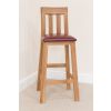 Billy Solid Oak Tall Kitchen Stool with Red Leather Pad - 10% OFF SPRING SALE - 12
