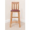Billy Solid Oak Tall Kitchen Stool with Red Leather Pad - 20% OFF SPRING SALE - 13