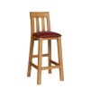Billy Solid Oak Tall Kitchen Stool with Red Leather Pad - 20% OFF SPRING SALE - 7