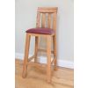 Billy Solid Oak Tall Kitchen Stool with Red Leather Pad - 20% OFF SPRING SALE - 23