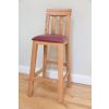 Billy Solid Oak Tall Kitchen Stool with Red Leather Pad - 10% OFF SPRING SALE - 23