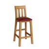Billy Solid Oak Tall Kitchen Stool with Red Leather Pad - 20% OFF SPRING SALE - 3