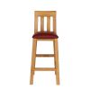 Billy Solid Oak Tall Kitchen Stool with Red Leather Pad - 20% OFF SPRING SALE - 4