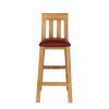 Billy Solid Oak Tall Kitchen Stool with Red Leather Pad - 10% OFF SPRING SALE - 4