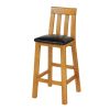 Billy Tall Oak Assembled Kitchen Stool with Black Leather Pad - 30% OFF CODE FLASH - 2