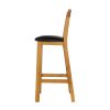 Billy Tall Oak Kitchen Stool with Black Leather Pad - 20% OFF WINTER SALE - 5