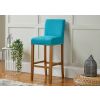 Buckingham Teal Green Linen Tall Oak Kitchen Stool - SPRING SALE - 2