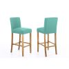 Buckingham Teal Green Linen Tall Oak Kitchen Stool - SPRING SALE - 4
