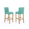 Buckingham Teal Green Linen Tall Oak Kitchen Stool - 10% OFF SPRING SALE - 4