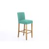 Buckingham Teal Green Linen Tall Oak Kitchen Stool - 10% OFF SPRING SALE - 5