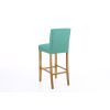 Buckingham Teal Green Linen Tall Oak Kitchen Stool - SPRING SALE - 7