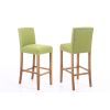 Buckingham Green Linen Tall Oak Kitchen Stool - SPRING SALE - 5