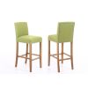 Buckingham Green Linen Tall Oak Kitchen Stool - 25% OFF SPRING SALE - 5