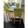 Buckingham Green Linen Tall Oak Kitchen Stool - 25% OFF SPRING SALE - 3