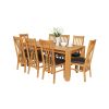 Cambridge 180cm Oak Dining Table 8 Chelsea Brown Leather Oak Chair Set - SPRING SALE - 2